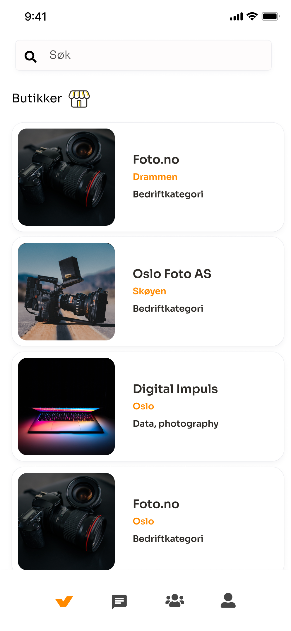 CHK consumer app — stores feed showing connections